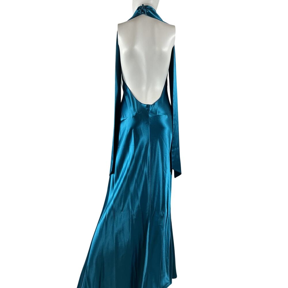 Sau Lee Satin Blue Penella Gown Size 8 - Picture 3 of 4